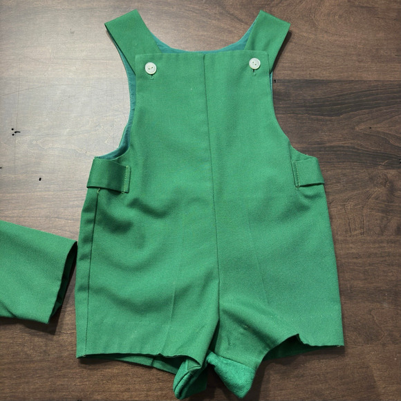 Vtg 60s Child Toddler Green Jacket Hat And Romper Outfit Set Boys By Oxford 3T? - Picture 7 of 16